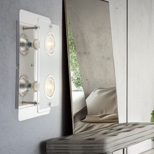 Lampada Parete Luci Soggiorno da LED Pavimento 2 Fiamma Vetro H 16 CM 2x - Foto 3 di 6
