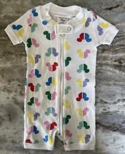 hanna andersson DISNEY Mickey Mouse 1 Piece Zipper Short Pajamas Size 50 0-3 Mo.