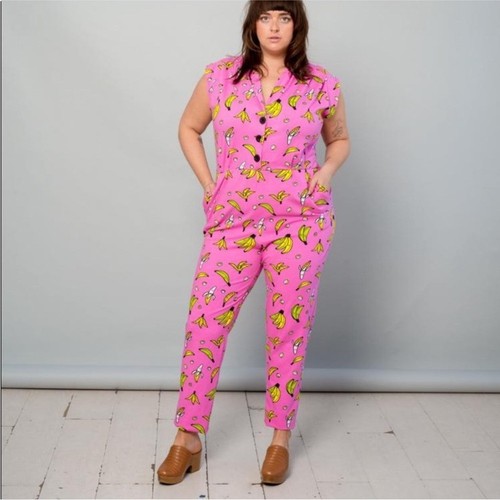Nooworks Magic Suit Overall in Pink Bananas Limited Edition Print Large 183 $