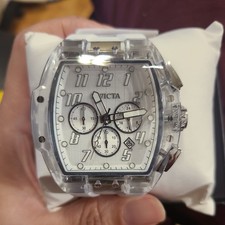 Invicta S1 Rally Crystal Chrono Men's 47mm Clear Case White Dial Watch 45481
