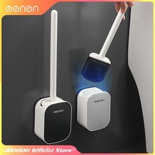 Silicone Toilet Brush and Holder Set Long Handle Bathroom Bowl Cleaner