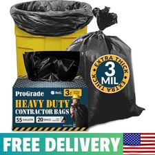 Reli. Contractor Garbage Bags 55 Gallon | 20 Trash Bags | Heavy Duty | Twist