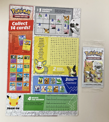 general mills cereal with pokemon cards Pokémon General Mills Cereal 3 Card Booster Pack 2021 Sealed + Cereal Box  Back