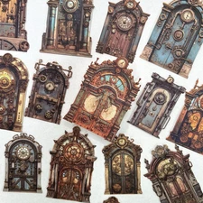 Steampunk Door Doorway Cardstock Stickers Scrapbooking Junk Journaling Collage