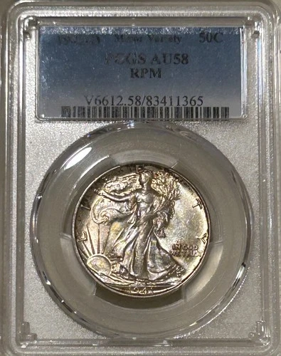 1941 D Walking Liberty Half Dollar PCGS AU58 RPM Toned