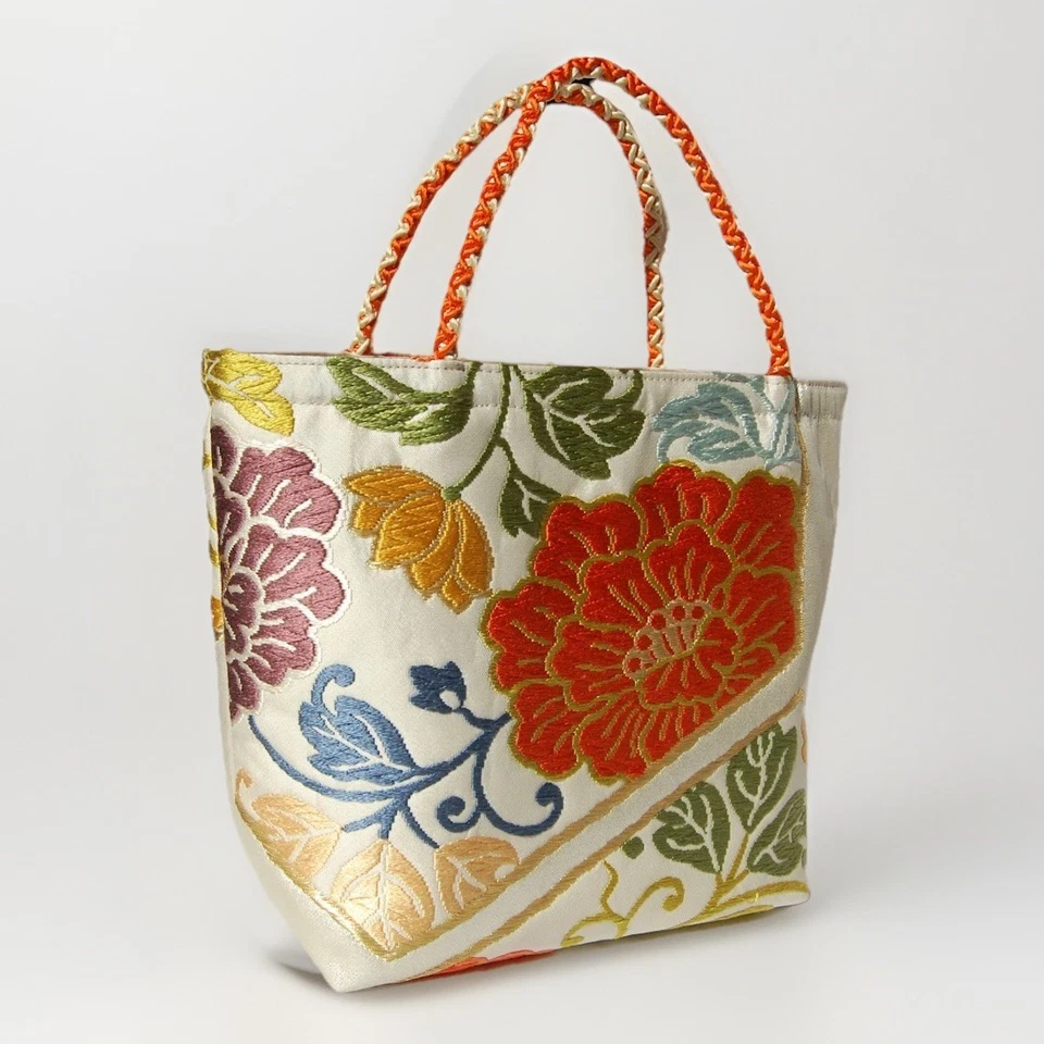 One of a Kind 100% Silk Kimono Obi Bag – Upcycled Japanese Artisan Tote Purse - Image 3 of 4