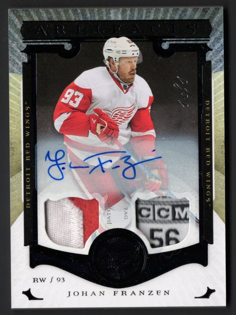 2015-16 Artifacts Black Autograph Dual Patch Tag Auto Johan Franzen 1/1  1 of 1