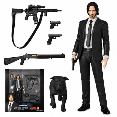 John Wick Chapter 2 Action Figure w/ Dog PVC Collectible Toy Gift for Fans-NEW