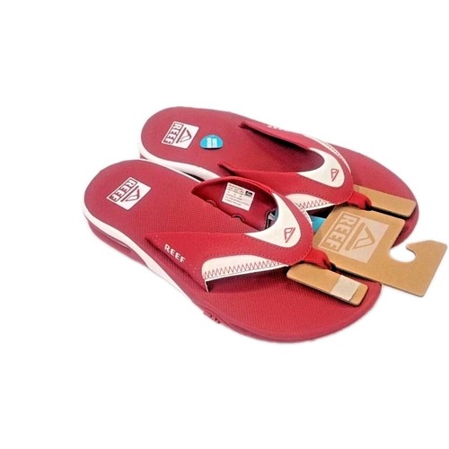 Reef Fanning Pregame Sandal Red Crimson White Flip Flop Bottle Opener Men's 9 - Picture 5 of 8