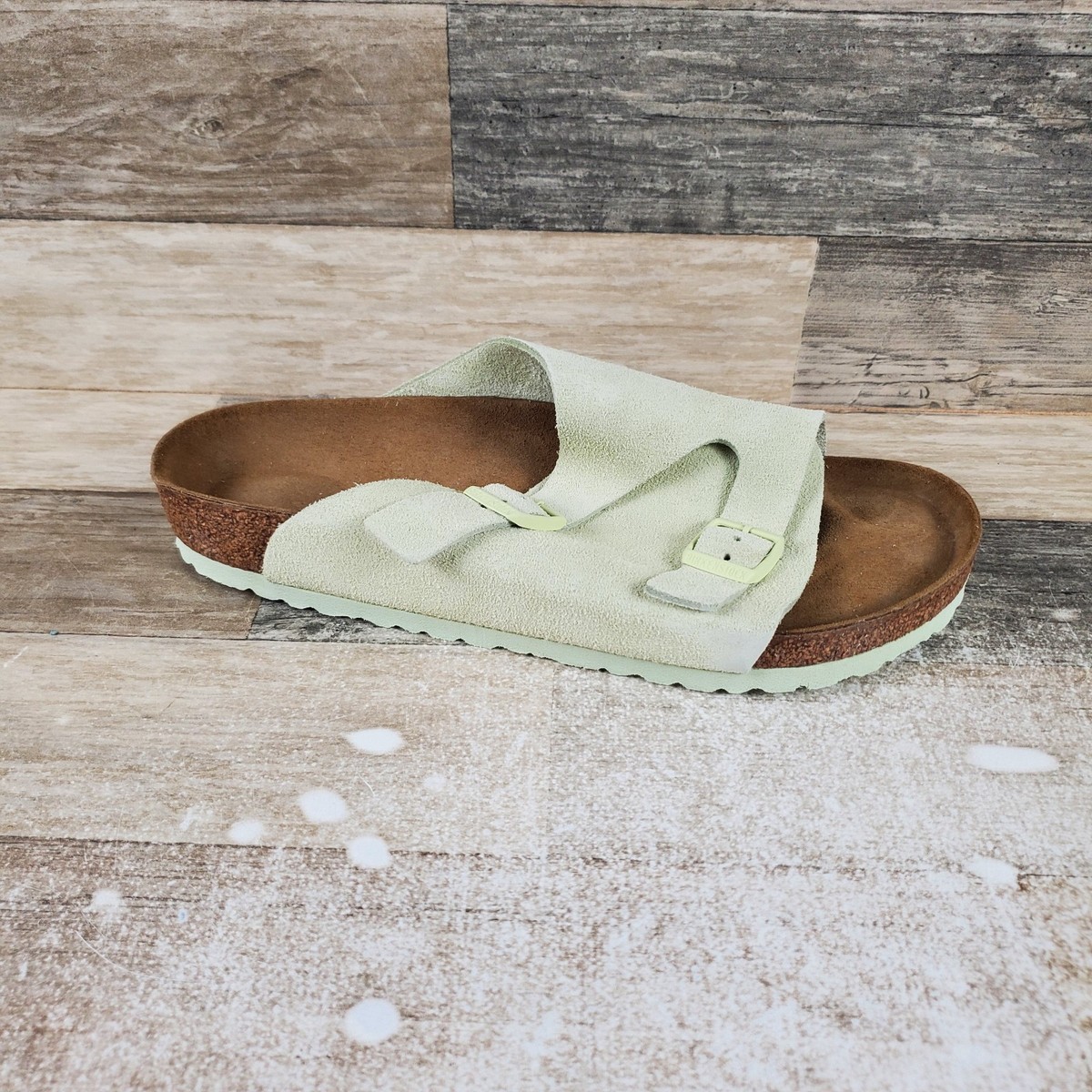 Birkenstock Zurich Mens Slide Sandals Sz 10 Faded Lime Suede  display picture 2