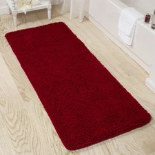 Bathroom Rug Memory Foam High Pile Shag Rug Bath Mat Long with Non Slip Backing