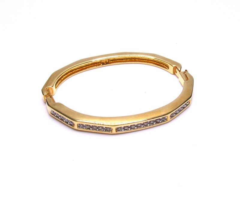 Vintage Swarovski Crystal Bracelet Hinged Bangle Signed