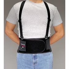 ALLEGRO 7190-03 Back Support w/Suspenders,Black,L 3JRP2