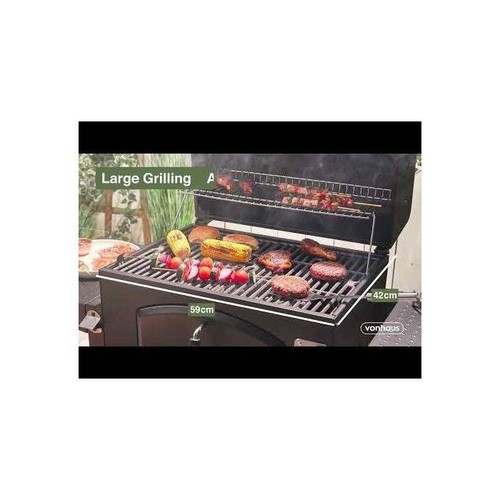 American Style Charcoal BBQ - 2-in-1 Wood Smoker, Cast Iron Outdoor Grill - Picture 7 of 10