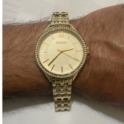 Fossil Damen Armbanduhr BQ3117 Goldfarbe Edelstahl Analog 5 ATM Strichindizes