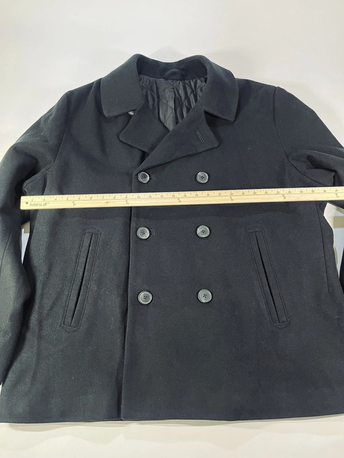 Old Navy Mens XXL Black Peacoat Double Breasted Military Jacket Quilted NWT image 4