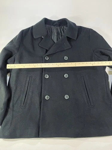 Old Navy Mens XXL Black Peacoat Double Breasted Military Jacket Quilted NWT image 4