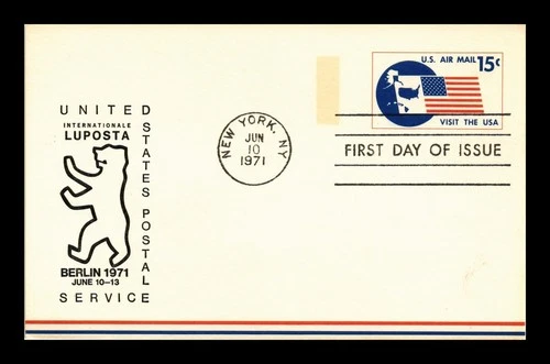 DR JIM STAMPS US FIRST DAY CARD VISIT THE USA 15C AIR MAIL