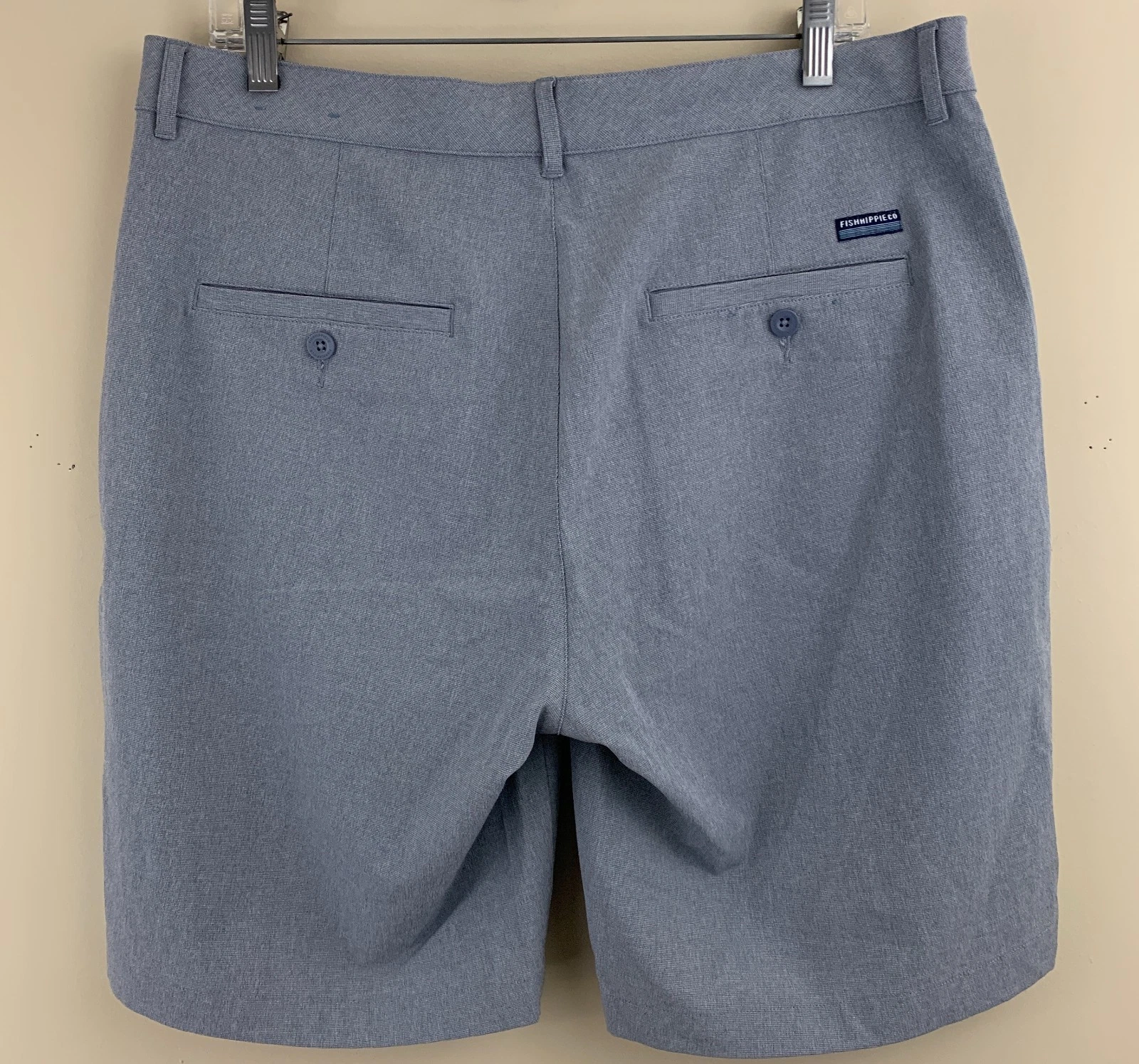 FISH HIPPIE Men's Bogue Performance Golf Fishing Shorts Blue Size 35 NEW