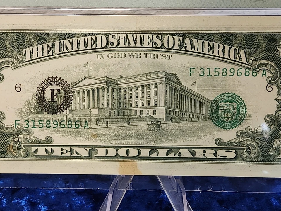 $10 11981A Federal Reserve Ten Dollar Note ~ Overprint on Back Error PMG 40 XF - Image 3 of 4