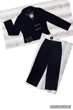 Animale Black & Bronze Trim Jacket & Pant Set NWT
