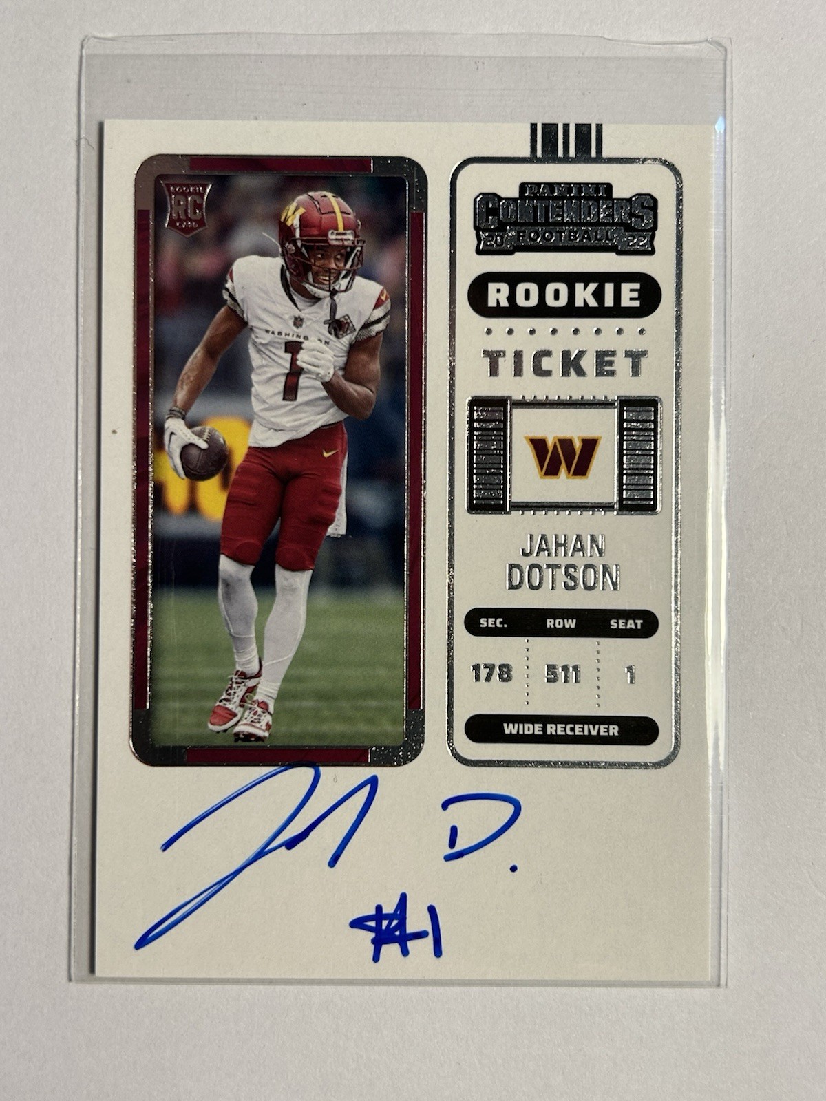 Jahan Dotson 2022 Contenders Rookie Ticket On-Card Auto #121 Commanders RC