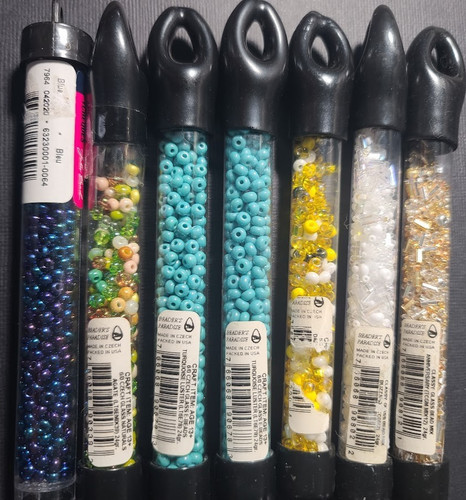 lot of 7 Tubes  Czech Glass Beads for Jewelry Making