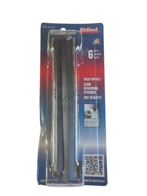 Eklind 21151.  6 Piece Fold-Up Hex Key Set Hex Range 3 to 10mm, Alloy Steel