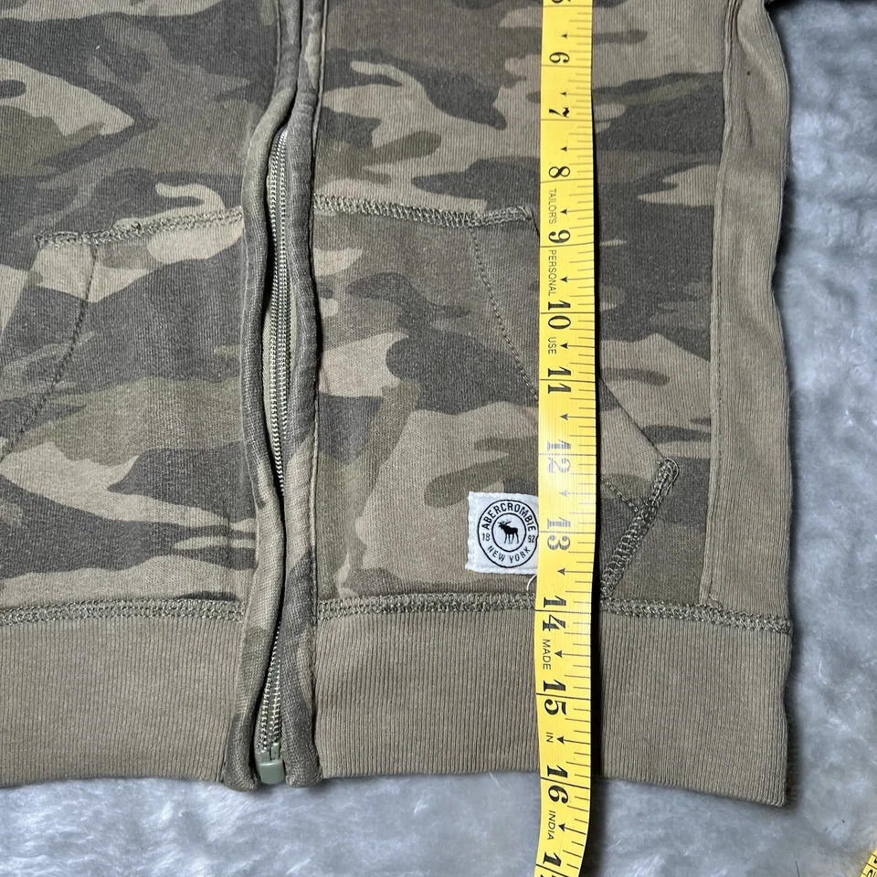 Abercrombie Kids Size 5/6 Hoodie Green Camo Fleece Zip Pullover Y2K - Image 4 of 4
