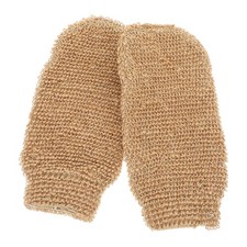 2Pcs Brown Jute Exfoliating Bath Gloves for Body Scrubbing and Shower Cleaning