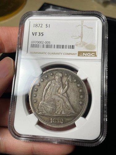 1872 NGC VF35 Seated Liberty Silver Dollar