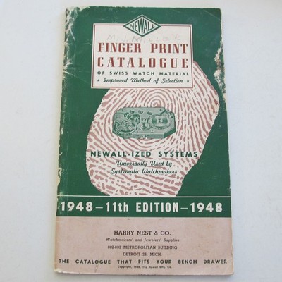 1948 Swiss Watch Material FINGER PRINT CATALOGUE - Newall 11th Edition
