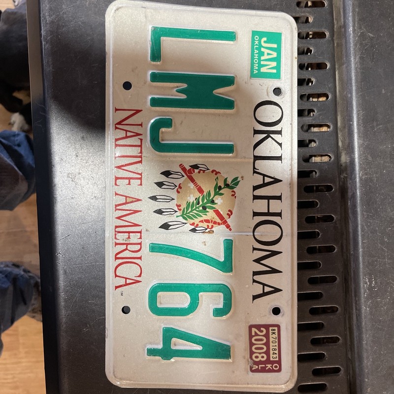 Oklahoma 2008 Native America  license plate   # LMJ 764