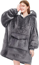 Blanket Hoodie Oversized Sherpa, Wearable Blanket Warm  Cozy, Sweatshirt with G