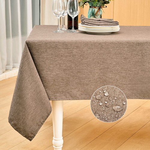 Rectangle Table Cloth Linen Farmhouse Tablecloth Waterproof Anti-Shrink Soft ...