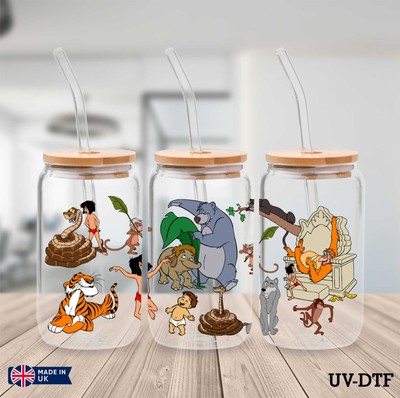Dschungelbuch UV DTF Aufkleber - 16oz Libbey Dose Glasfolie yd269
