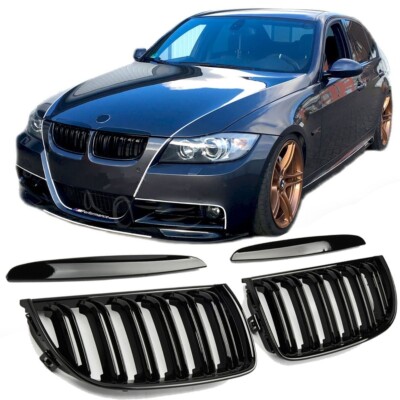   SPORT GRILL FÜR BMW 3ER E90 E91 DOPPELSTEG HOCHGLANZ SCHWARZ M PERFORMANCE NEU
