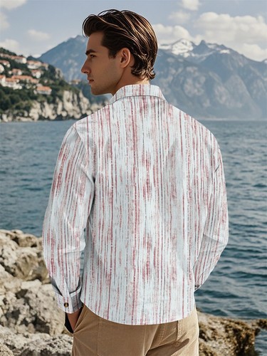 Herren Streifen Hemd Casual Slim Shirts Langarm Button Down Tops Bluse DE - Bild 3 von 23