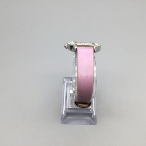 Peugeot Watch Women 27mm Silver Tone Pink Dial MOP Bling Leather New Battery - Picture 7 of 17