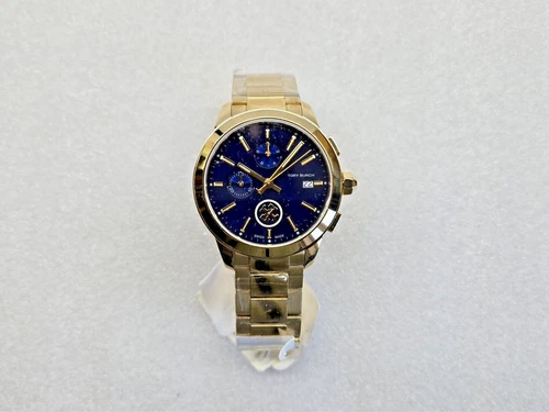 TORY BURCH COLLINS CHRONOGRAPH DATE GOLD-TONE ST. STEEL WOMEN'S