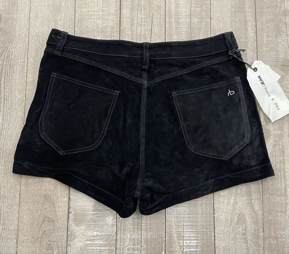 Nuevo con etiquetas $495 Rag & Bone Lou Short en gamuza negra Talla: 29 Foto 3 de 3