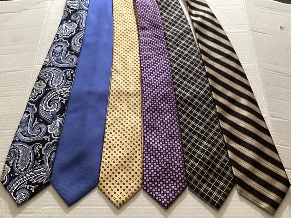 "Lote de 6 corbatas Chaps Ralph Lauren para hombre cachemir, lisas, rayas, foulard, 3,5""X58""" Foto 3 de 4