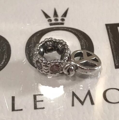 AUTHENTIC PANDORA CHARMS LOT 2 S Design Clip, 1 Pink Stones Peace Dangle Bead - Picture 4 of 6