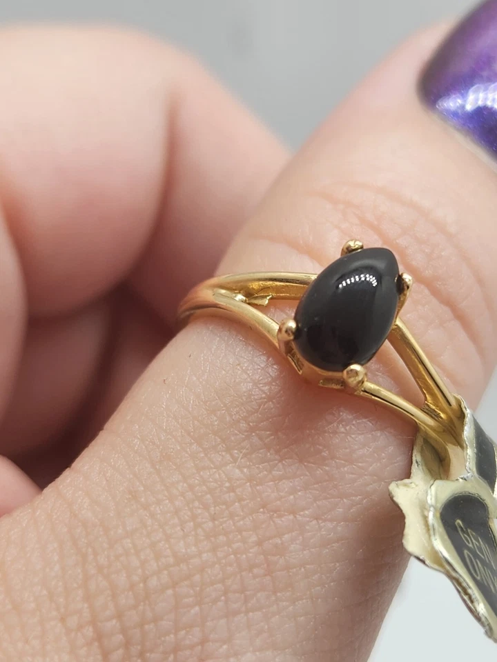 Anillo de cóctel de oro ónix genuino HGE 18K, talla 9 Foto 2 de 4