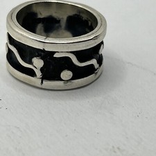 Vintage Mexico 925 Sterling Silver Oxidized abstract band Ring Sz 6