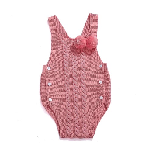 Infant Baby Girls Knitted Dark Pink Sweater Romper w/ White Shirt Outfit 3-18M - Picture 5 of 10