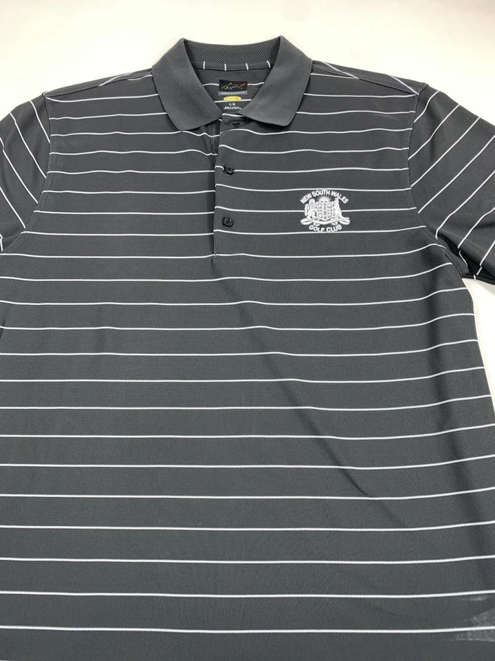 Greg Norman Shirt Mens Large Gray Striped Polo Short Sleeve Golf - Image 2 of 4
