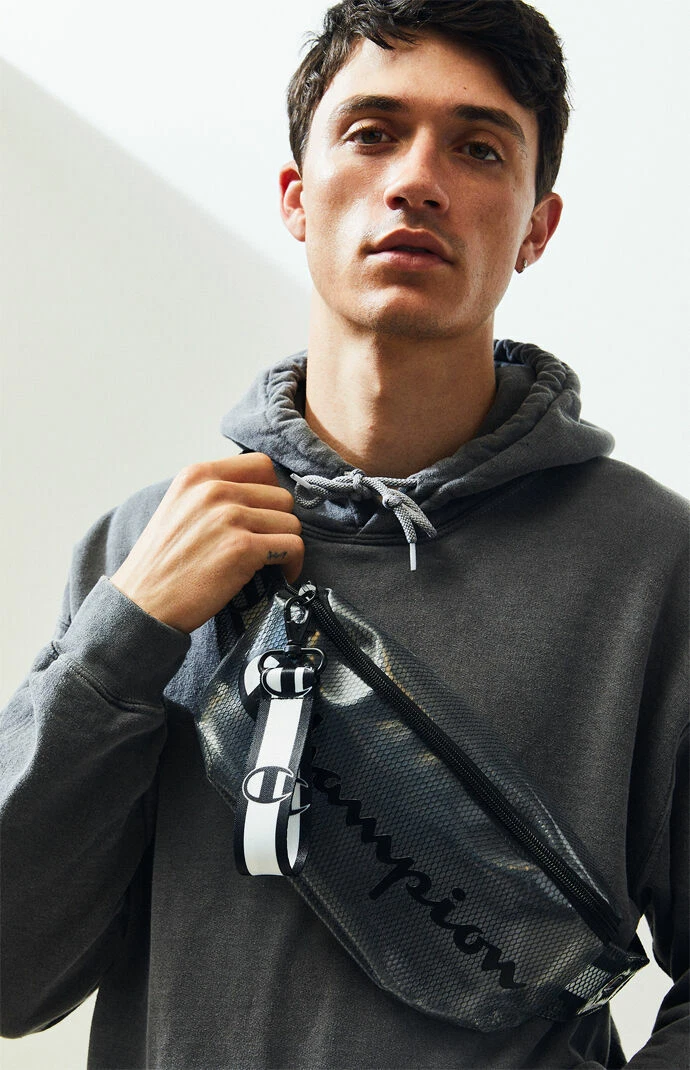 NEW Champion Waist Belt Crossbody Bag Fanny Pack Sling Clear Black