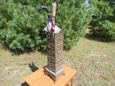Antique Ornate Cherub Putti Repousse Brass Umbrella Cane Stand Holder 26" inches