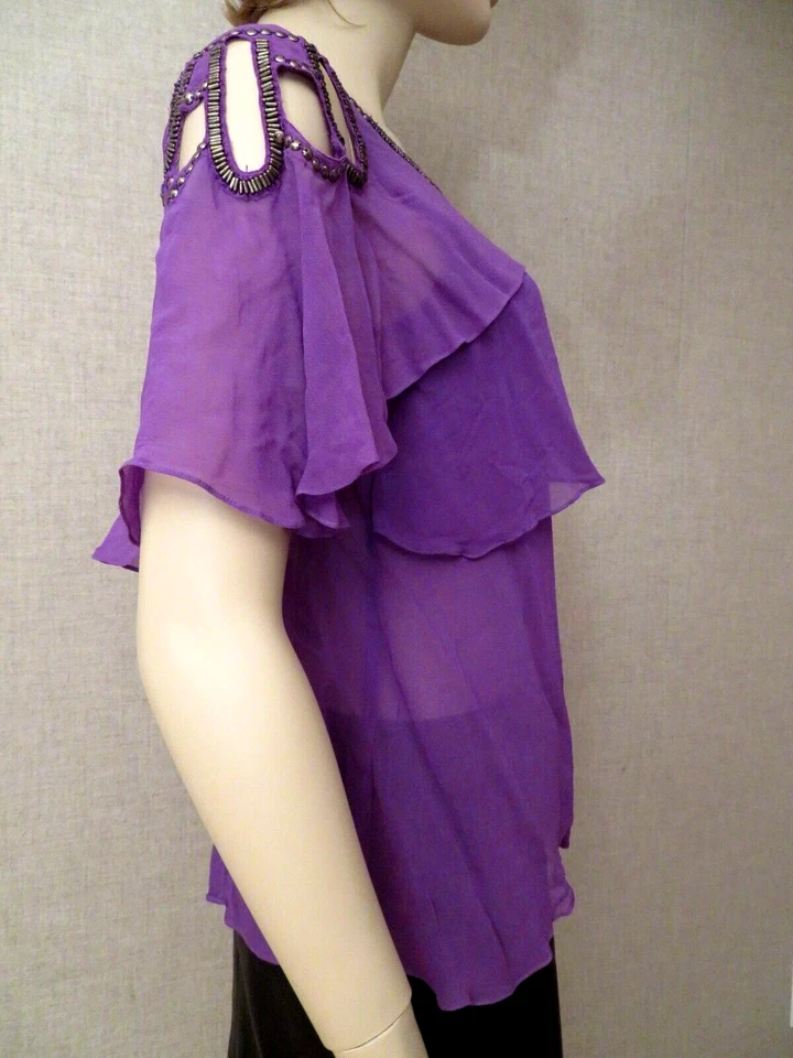 Blusa túnica camisa sin mangas Anthropologie Yoana Baraschi talla M viscosa con cuentas arte Foto 4 de 4